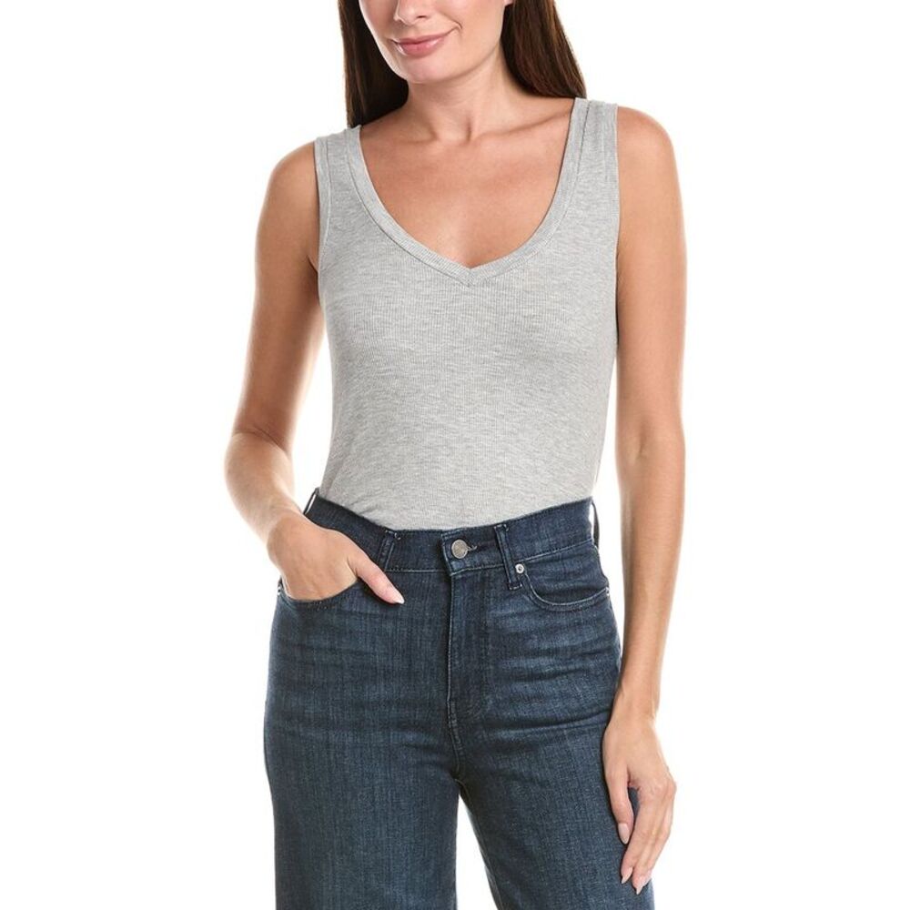 Lna Womens Ribbed V Slim Tank, Grey